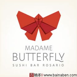 madame butterfly 折纸风格标志设计-百衲本