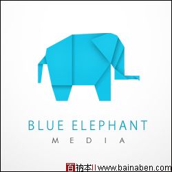 blue elephant折纸风格标志设计-百衲本