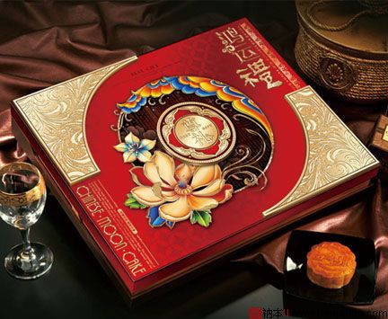 五款金红调子的月饼包装设计欣赏-百衲本视觉