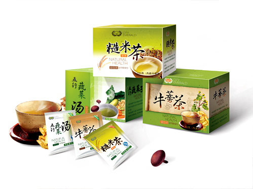 糙米茶、牛蒡茶、五行蔬菜汤-健康茶包装