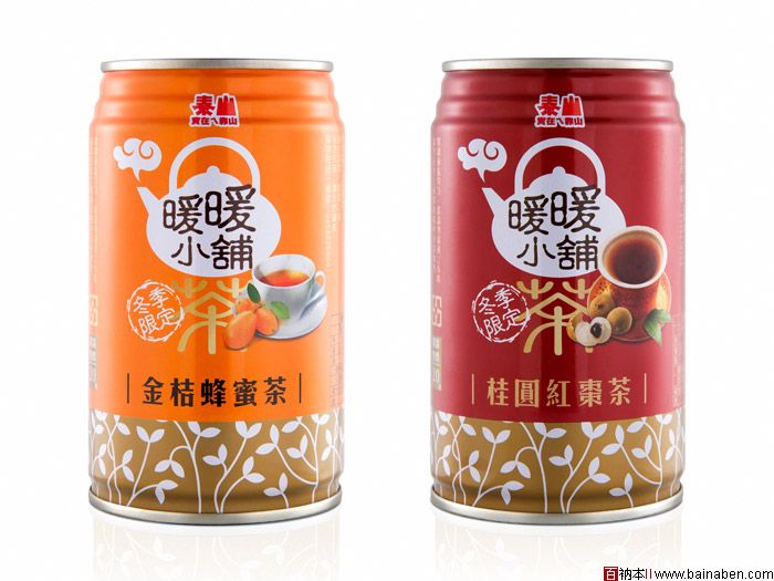 泰山“暖暖小铺”冬季暖茶饮料包装设计欣赏-百衲本视觉